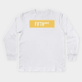 Fifth ave yellow Kids Long Sleeve T-Shirt